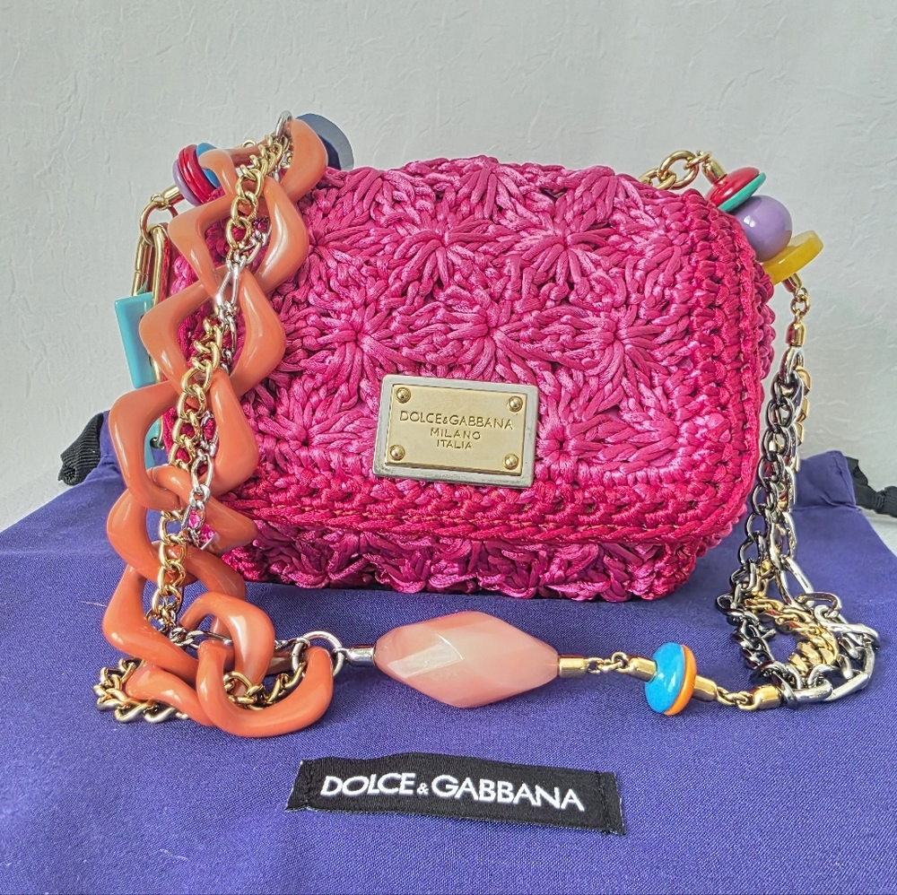 Auth Dolce & Gabbana Raffia Sicily Flap Shoulder Bag - Picture 3 of 11
